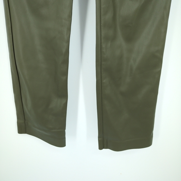 Express '90s Slim Super High Rise Faux Leather Pants Olive Green 2 Long Soft - Picture 5 of 8
